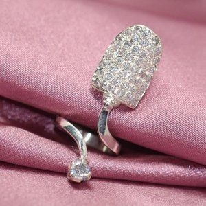 Handmade Silver Pave CZ Finger Nail Ring